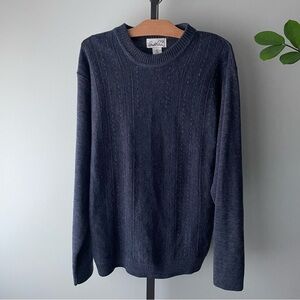 Vintage Arnold Palmer Wool Blend Knit Sweater Prep Dark Blue Size Small Mens